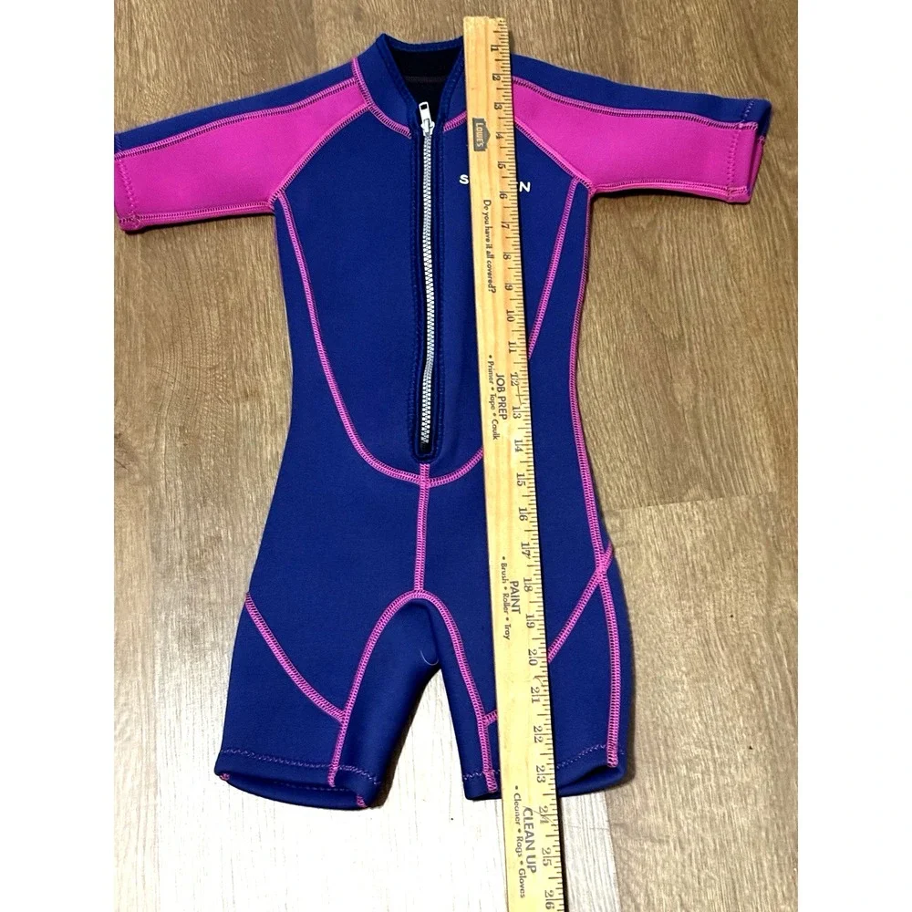 Seaskin 2mm Kids Front Zipper‎ Shorty Diving Suit Navy/Pink Wetsuit Size 2